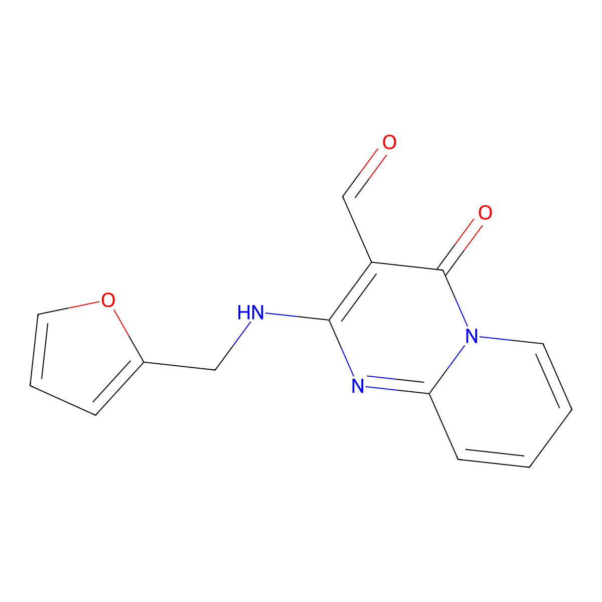 2-((furan-2-ylmethyl)amino)-4-oxo-4H-pyrido[1,2-a]pyrimidine-3-carbaldehyde molecular structure, CAS 609793-18-2