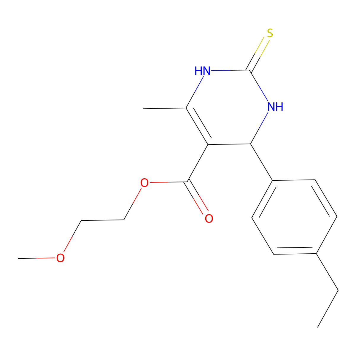 2-Methoxyethyl 4-(4-ethylphenyl)-6-methyl-2-thioxo-1,2,3,4-tetrahydropyrimidine-5-carboxylate molecular structure, CAS 609793-39-7