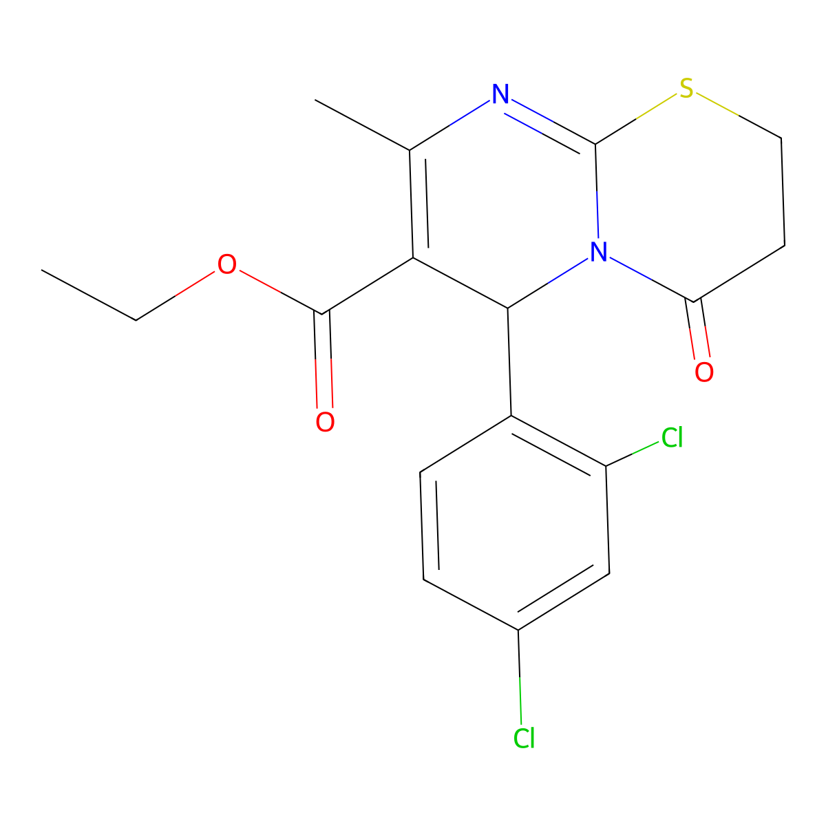 ethyl 6-(2,4-dichlorophenyl)-8-methyl-4-oxo-3,6-dihydro-2H-pyrimido[2,1-b][1,3]thiazine-7-carboxylate molecular structure, CAS 609793-71-7