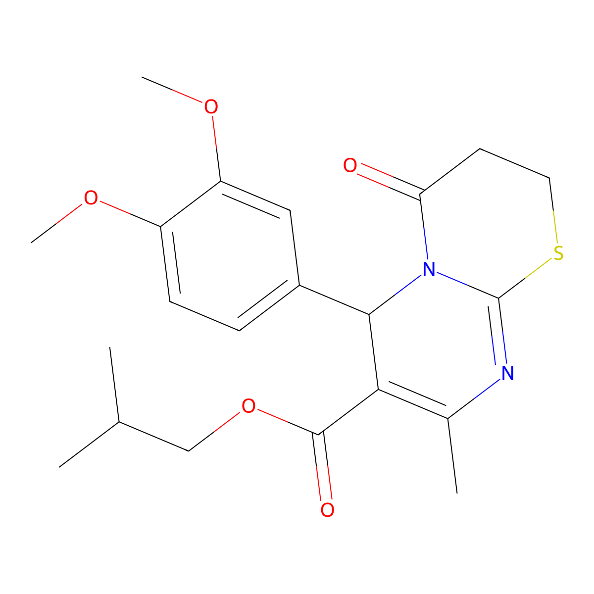 2-methylpropyl 6-(3,4-dimethoxyphenyl)-8-methyl-4-oxo-3,6-dihydro-2H-pyrimido[2,1-b][1,3]thiazine-7-carboxylate molecular structure, CAS 609793-76-2