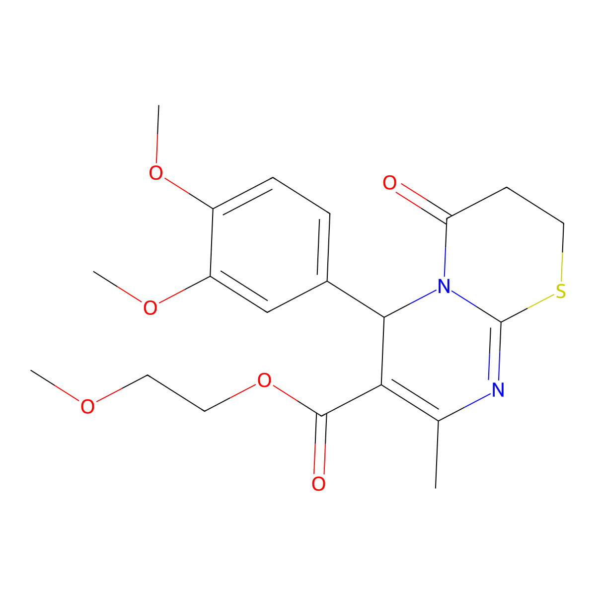 2-methoxyethyl 6-(3,4-dimethoxyphenyl)-8-methyl-4-oxo-3,4-dihydro-2H,6H-pyrimido[2,1-b][1,3]thiazine-7-carboxylate molecular structure, CAS 609793-84-2