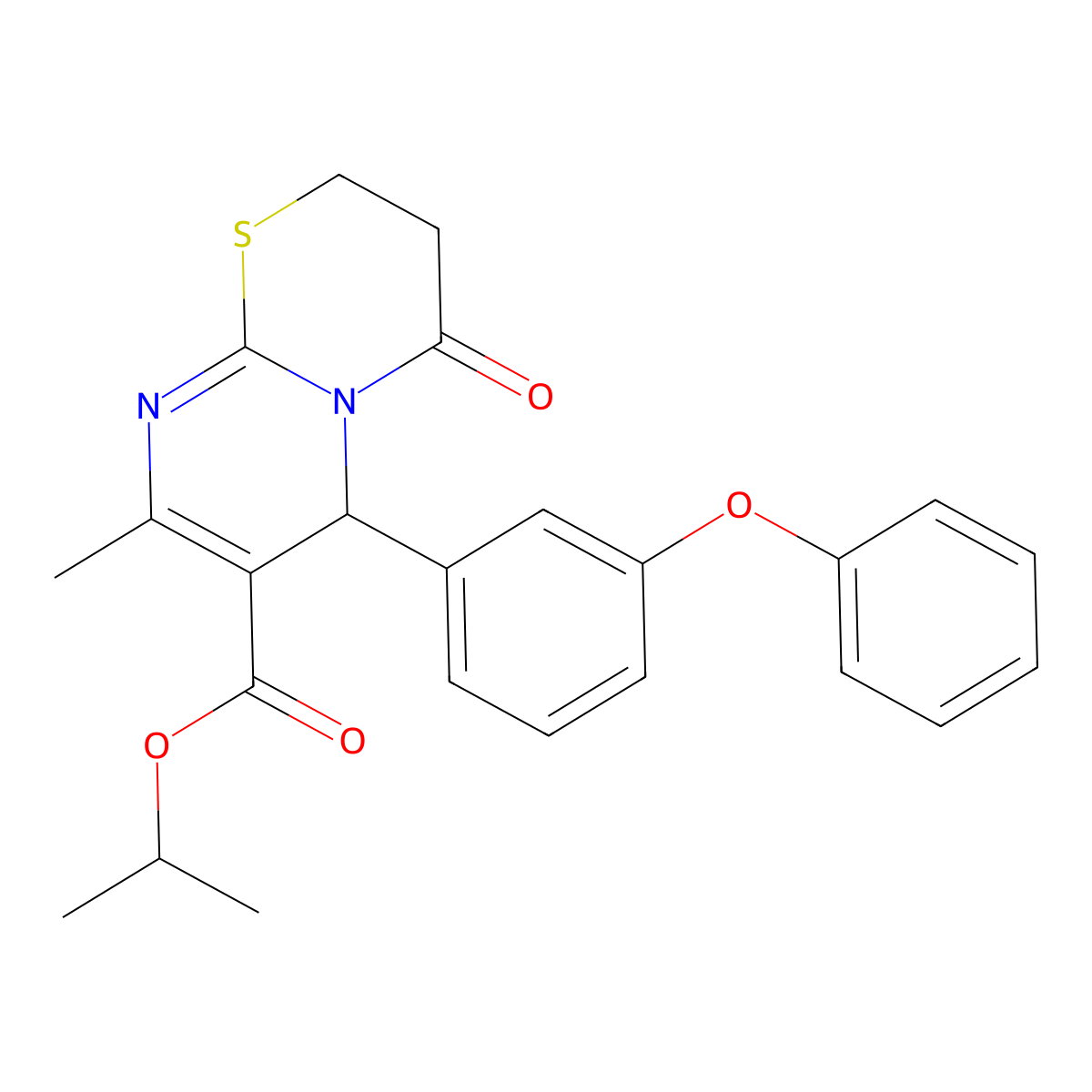 propan-2-yl 8-methyl-4-oxo-6-(3-phenoxyphenyl)-2H,3H,4H,6H-pyrimido[2,1-b][1,3]thiazine-7-carboxylate molecular structure, CAS 609793-94-4