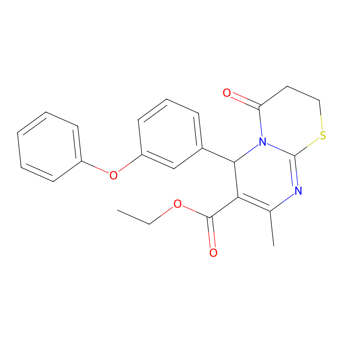 ethyl 8-methyl-4-oxo-6-(3-phenoxyphenyl)-3,4-dihydro-2H,6H-pyrimido[2,1-b][1,3]thiazine-7-carboxylate molecular structure, CAS 609793-98-8