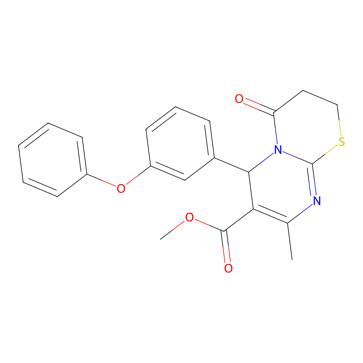 methyl 8-methyl-4-oxo-6-(3-phenoxyphenyl)-3,4-dihydro-2H,6H-pyrimido[2,1-b][1,3]thiazine-7-carboxylate molecular structure, CAS 609794-01-6