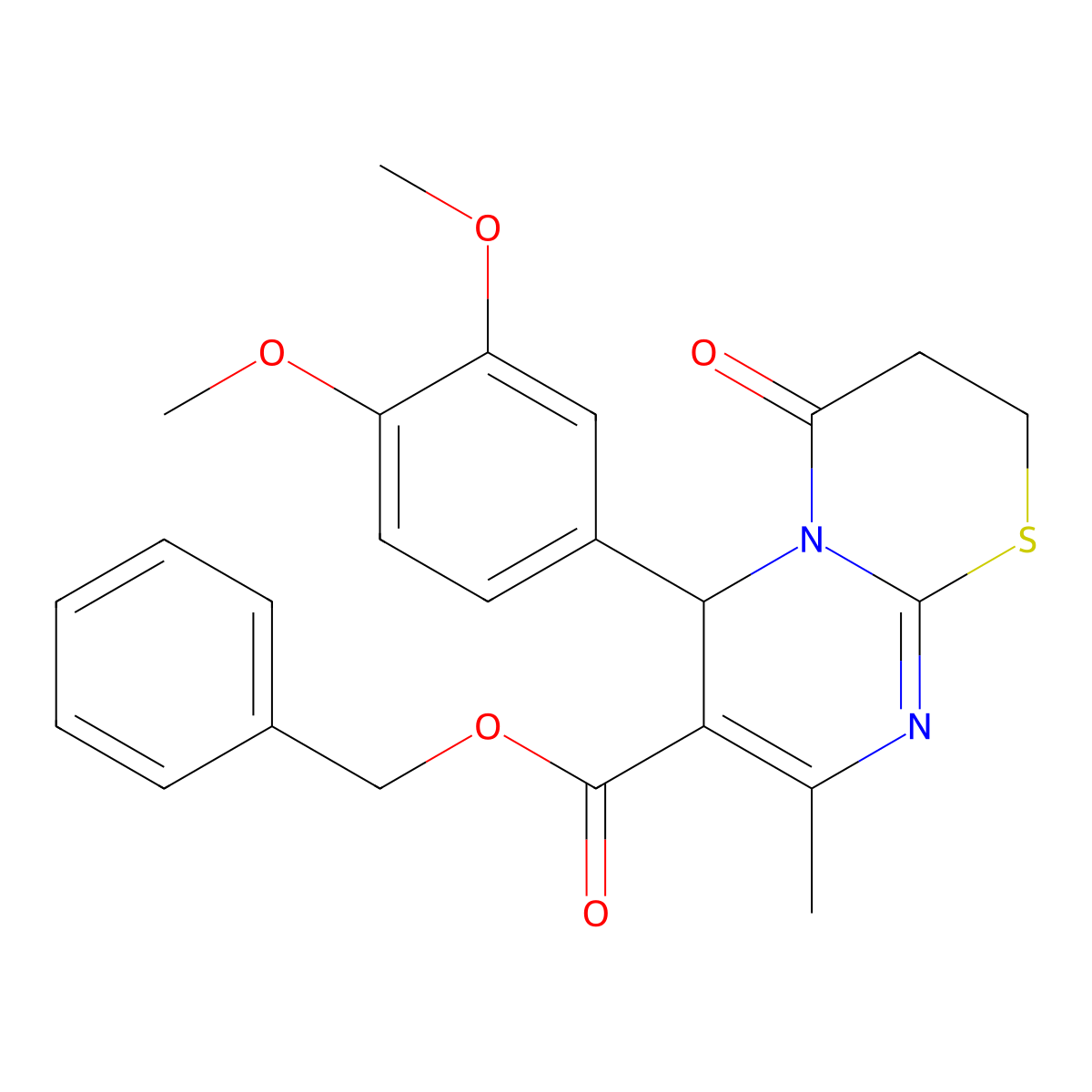 benzyl 6-(3,4-dimethoxyphenyl)-8-methyl-4-oxo-3,4-dihydro-2H,6H-pyrimido[2,1-b][1,3]thiazine-7-carboxylate molecular structure, CAS 609794-03-8