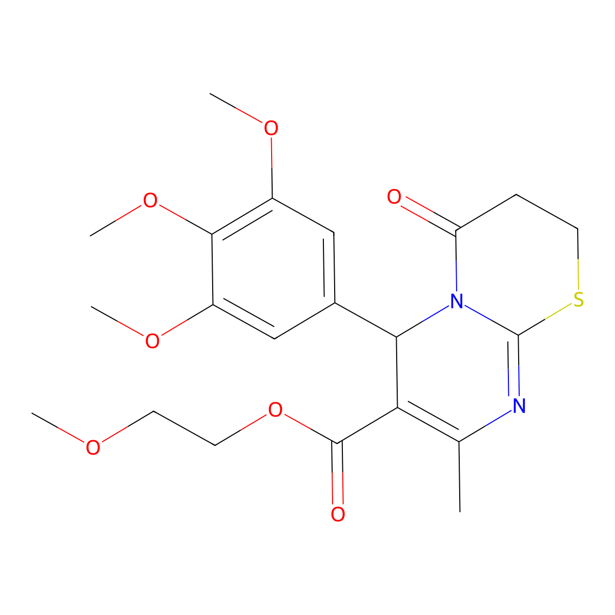 2-Methoxyethyl 8-methyl-4-oxo-6-(3,4,5-trimethoxyphenyl)-3,4-dihydro-2H,6H-pyrimido(2,1-B)(1,3)thiazine-7-carboxylate molecular structure, CAS 609794-31-2
