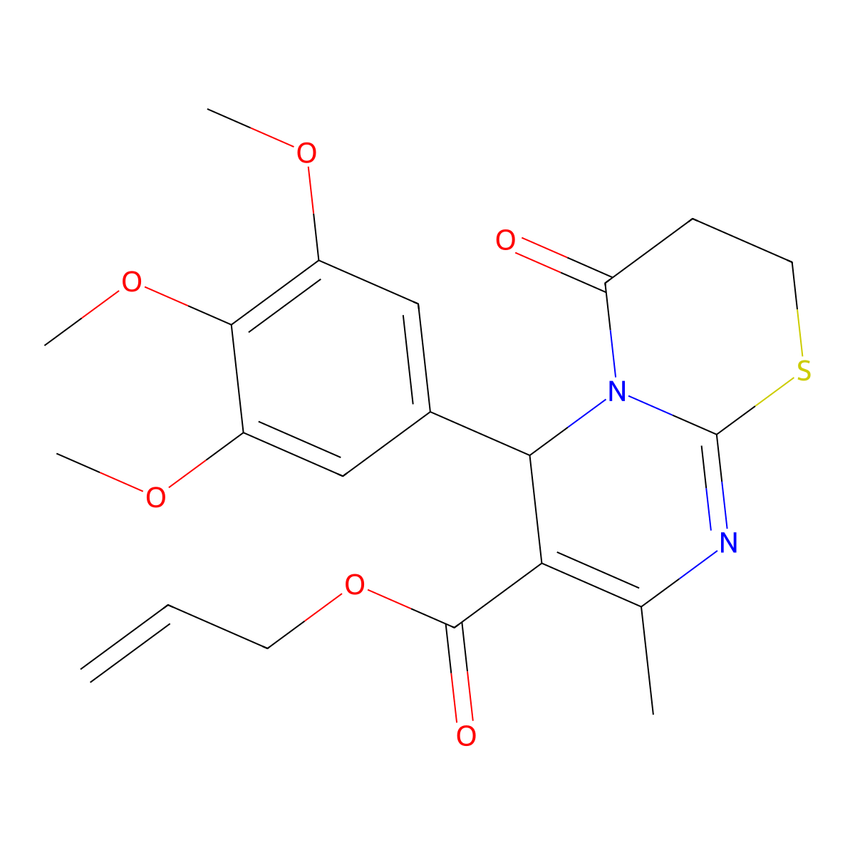 Allyl 8-methyl-4-oxo-6-(3,4,5-trimethoxyphenyl)-3,4-dihydro-2H,6H-pyrimido[2,1-B][1,3]thiazine-7-carboxylate molecular structure, CAS 609794-32-3