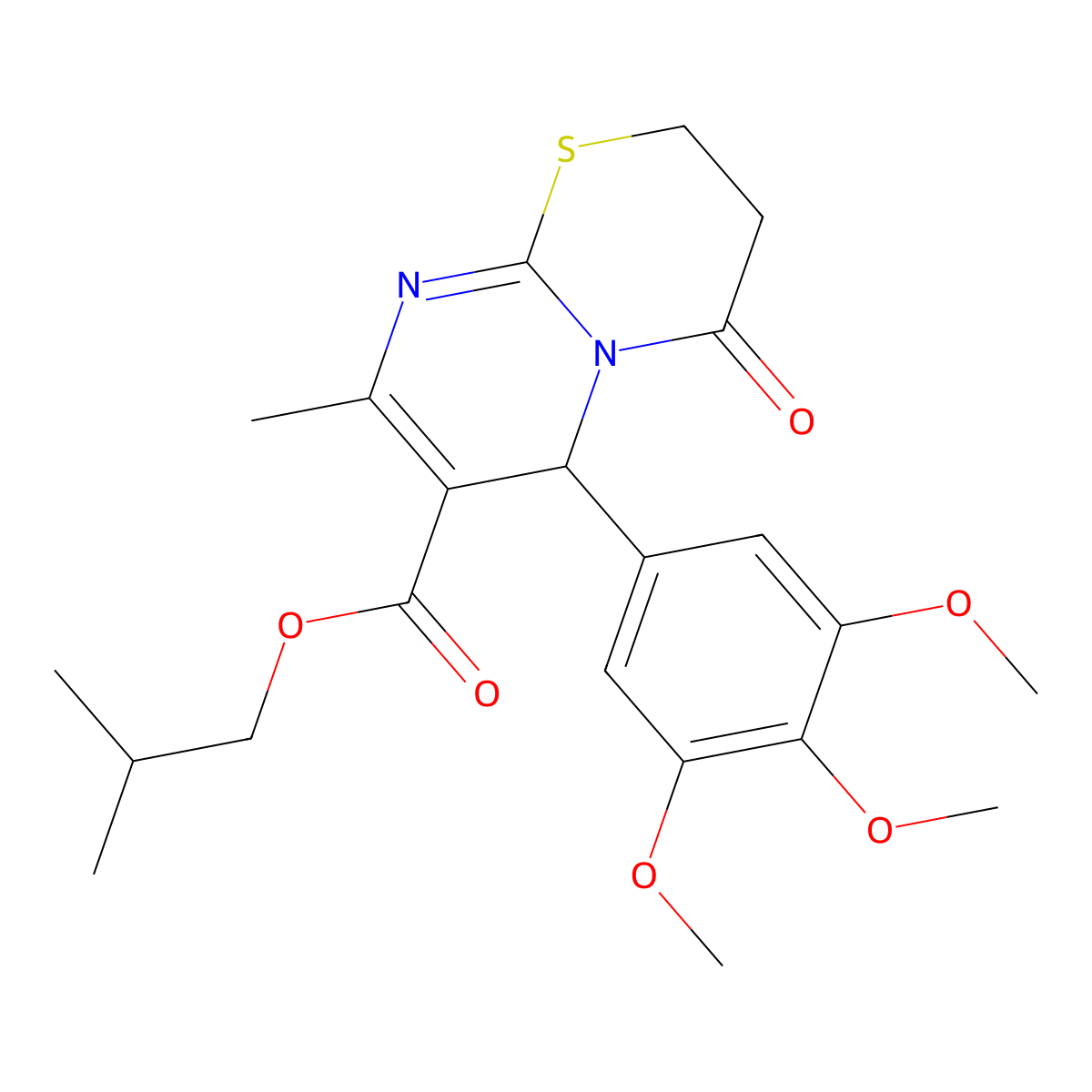 Isobutyl 8-methyl-4-oxo-6-(3,4,5-trimethoxyphenyl)-3,4-dihydro-2H,6H-pyrimido[2,1-B][1,3]thiazine-7-carboxylate molecular structure, CAS 609794-33-4