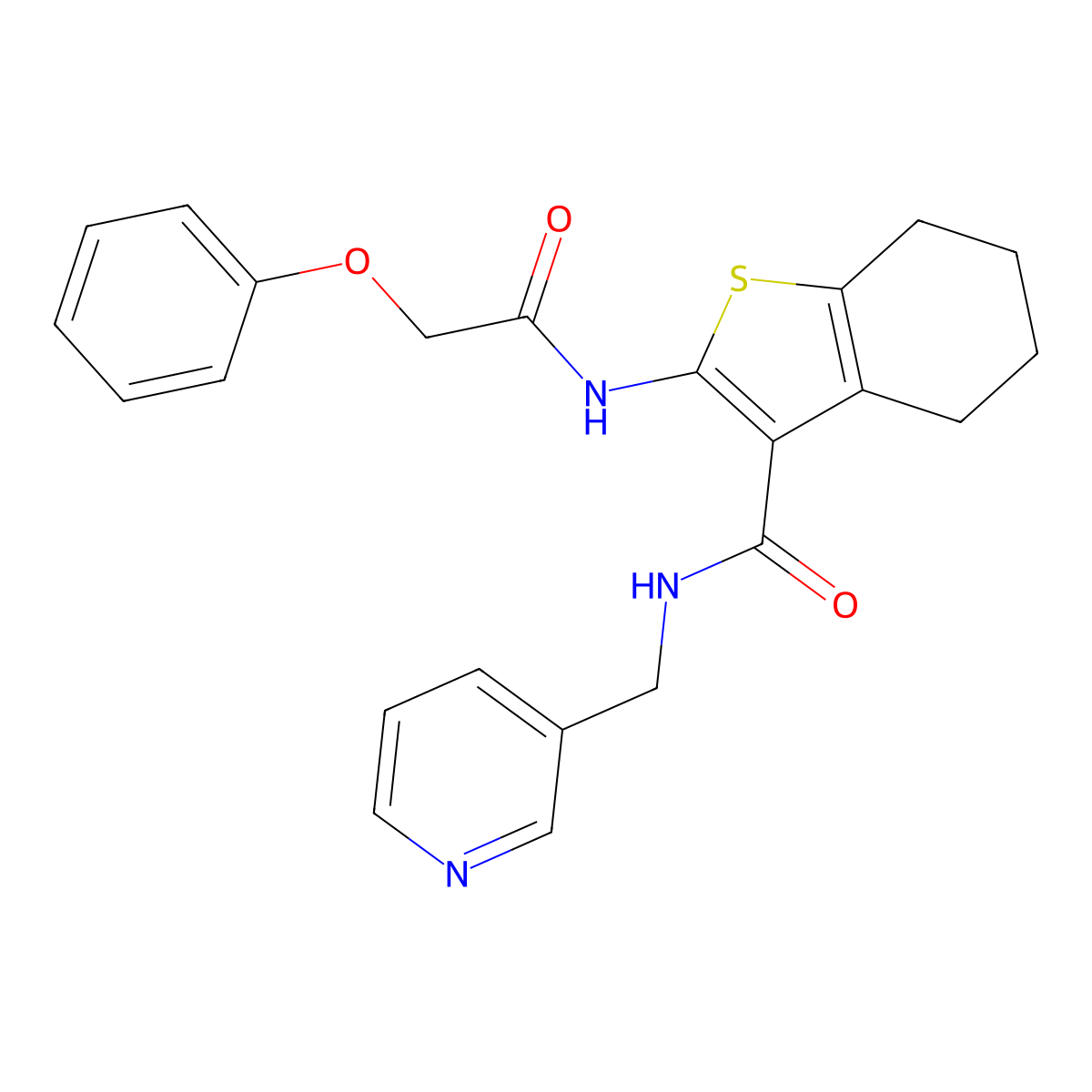 2-((Phenoxyacetyl)amino)-N-(3-pyridinylmethyl)-4,5,6,7-tetrahydro-1-benzothiophene-3-carboxamide molecular structure, CAS 609794-36-7