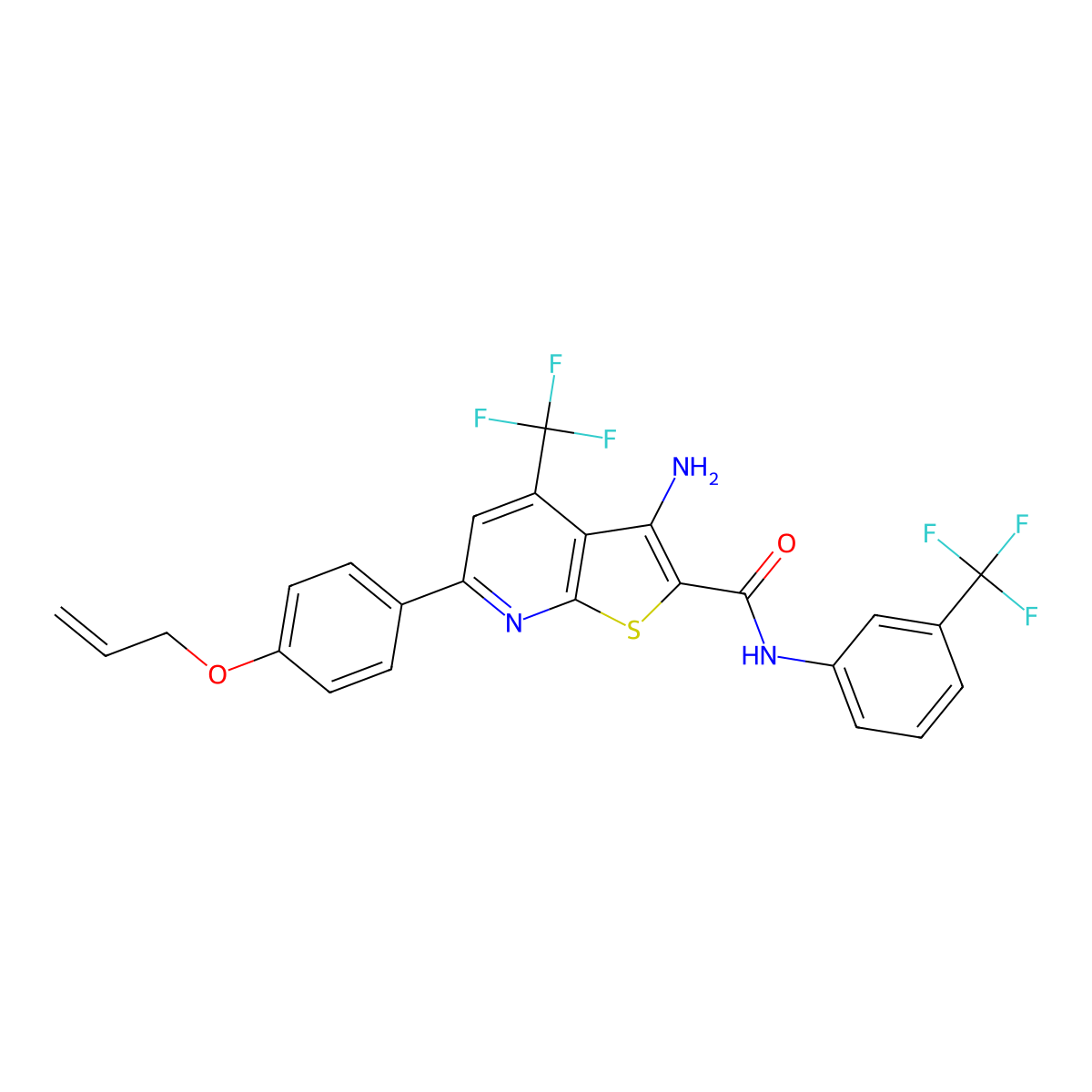 6-[4-(Allyloxy)phenyl]-3-amino-4-(trifluoromethyl)-N-[3-(trifluoromethyl)phenyl]thieno[2,3-B]pyridine-2-carboxamide molecular structure, CAS 609794-48-1