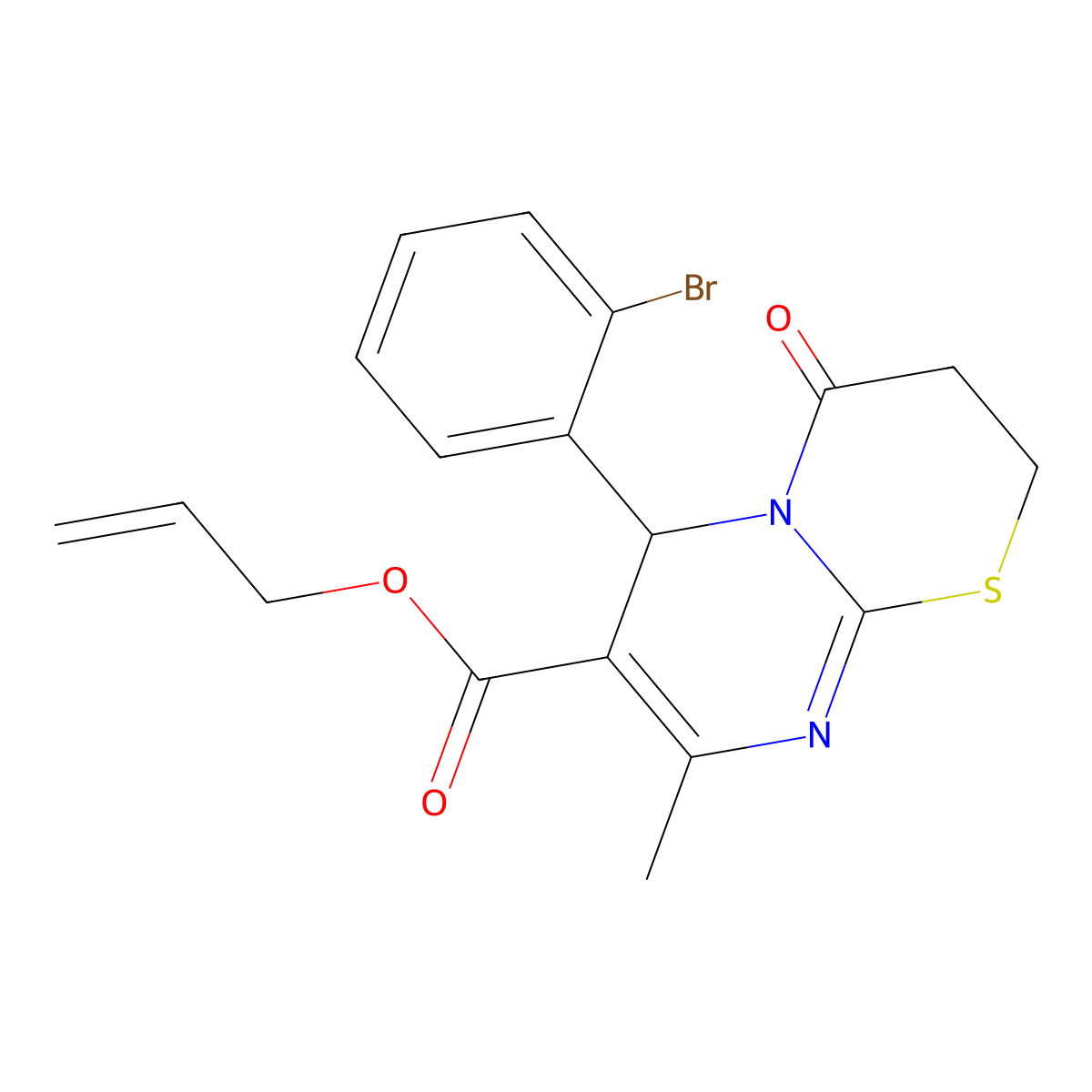 Allyl 6-(2-bromophenyl)-8-methyl-4-oxo-3,4-dihydro-2H,6H-pyrimido[2,1-B][1,3]thiazine-7-carboxylate molecular structure, CAS 609794-67-4