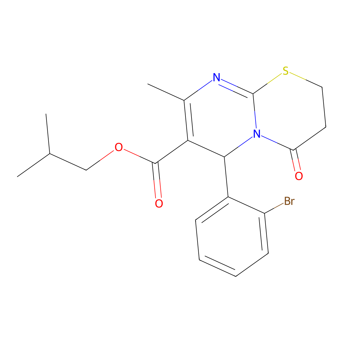 Isobutyl 6-(2-bromophenyl)-8-methyl-4-oxo-3,4-dihydro-2H,6H-pyrimido[2,1-B][1,3]thiazine-7-carboxylate molecular structure, CAS 609794-68-5