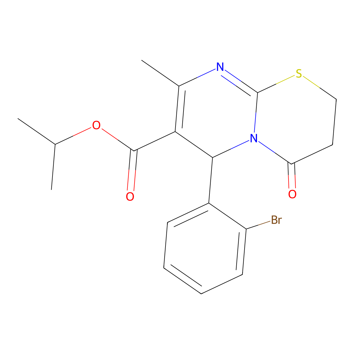 Isopropyl 6-(2-bromophenyl)-8-methyl-4-oxo-3,4-dihydro-2H,6H-pyrimido[2,1-B][1,3]thiazine-7-carboxylate molecular structure, CAS 609794-69-6