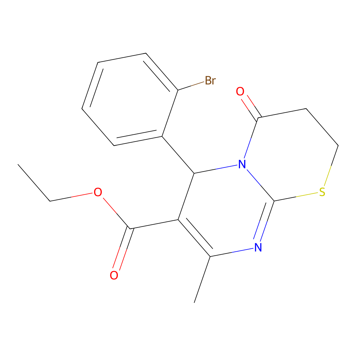 Ethyl 6-(2-bromophenyl)-8-methyl-4-oxo-3,4-dihydro-2H,6H-pyrimido[2,1-B][1,3]thiazine-7-carboxylate molecular structure, CAS 609794-70-9