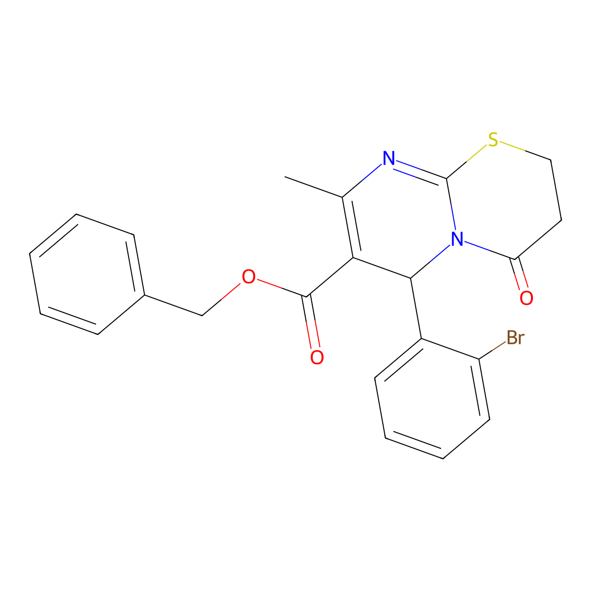 Benzyl 6-(2-bromophenyl)-8-methyl-4-oxo-3,4-dihydro-2H,6H-pyrimido(2,1-B)(1,3)thiazine-7-carboxylate molecular structure, CAS 609794-75-4