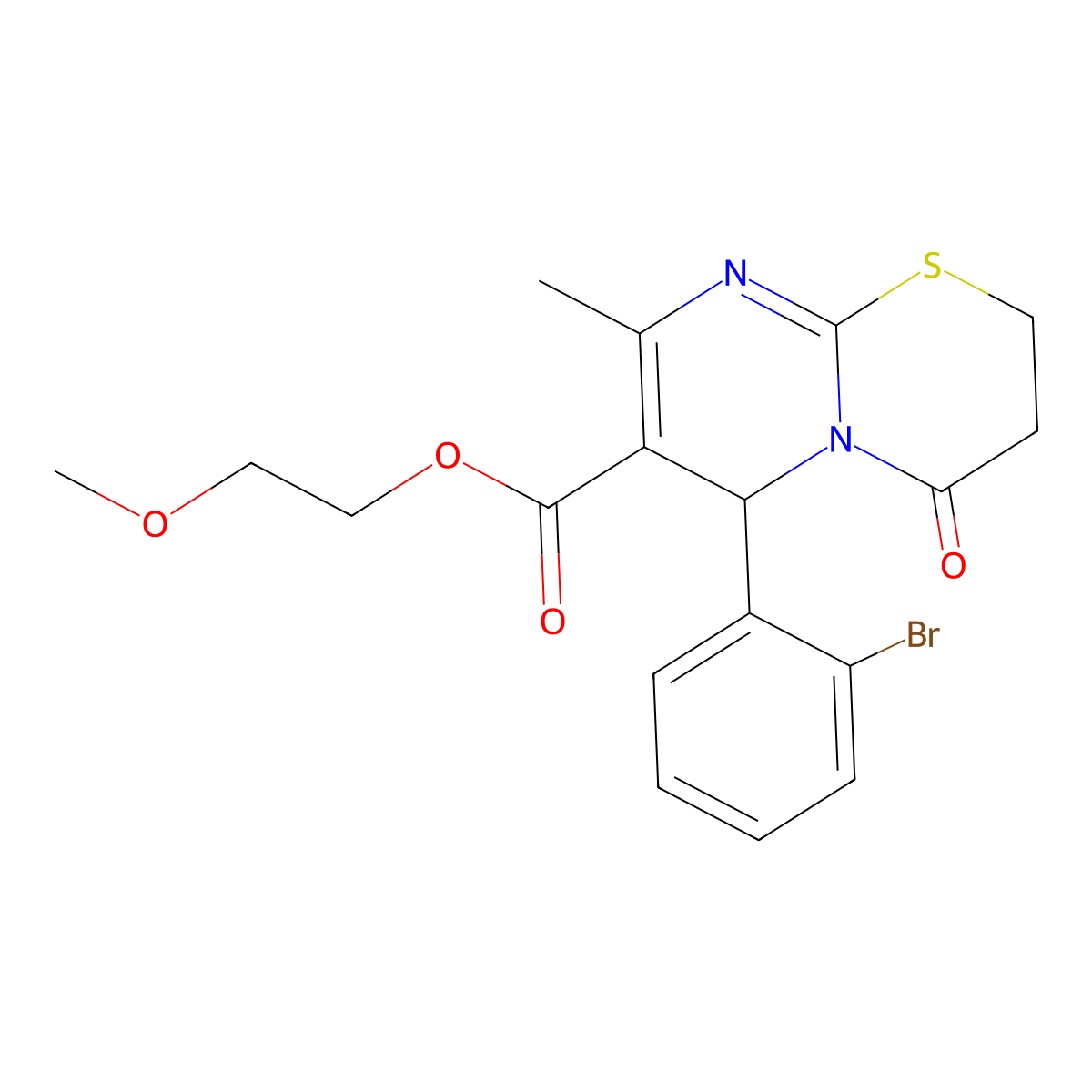 2-Methoxyethyl 6-(2-bromophenyl)-8-methyl-4-oxo-3,4-dihydro-2H,6H-pyrimido[2,1-B][1,3]thiazine-7-carboxylate molecular structure, CAS 609794-76-5