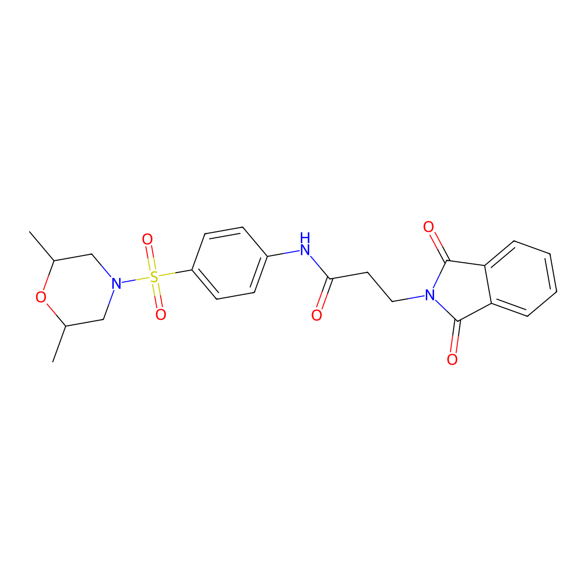 N-{4-[(2,6-dimethylmorpholin-4-yl)sulfonyl]phenyl}-3-(1,3-dioxo-1,3-dihydro-2H-isoindol-2-yl)propanamide molecular structure, CAS 609794-84-5