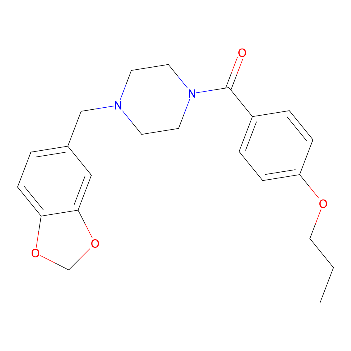 (4-Benzo[1,3]dioxol-5-ylmethyl-piperazin-1-yl)-(4-propoxy-phenyl)-methanone molecular structure, CAS 609794-85-6