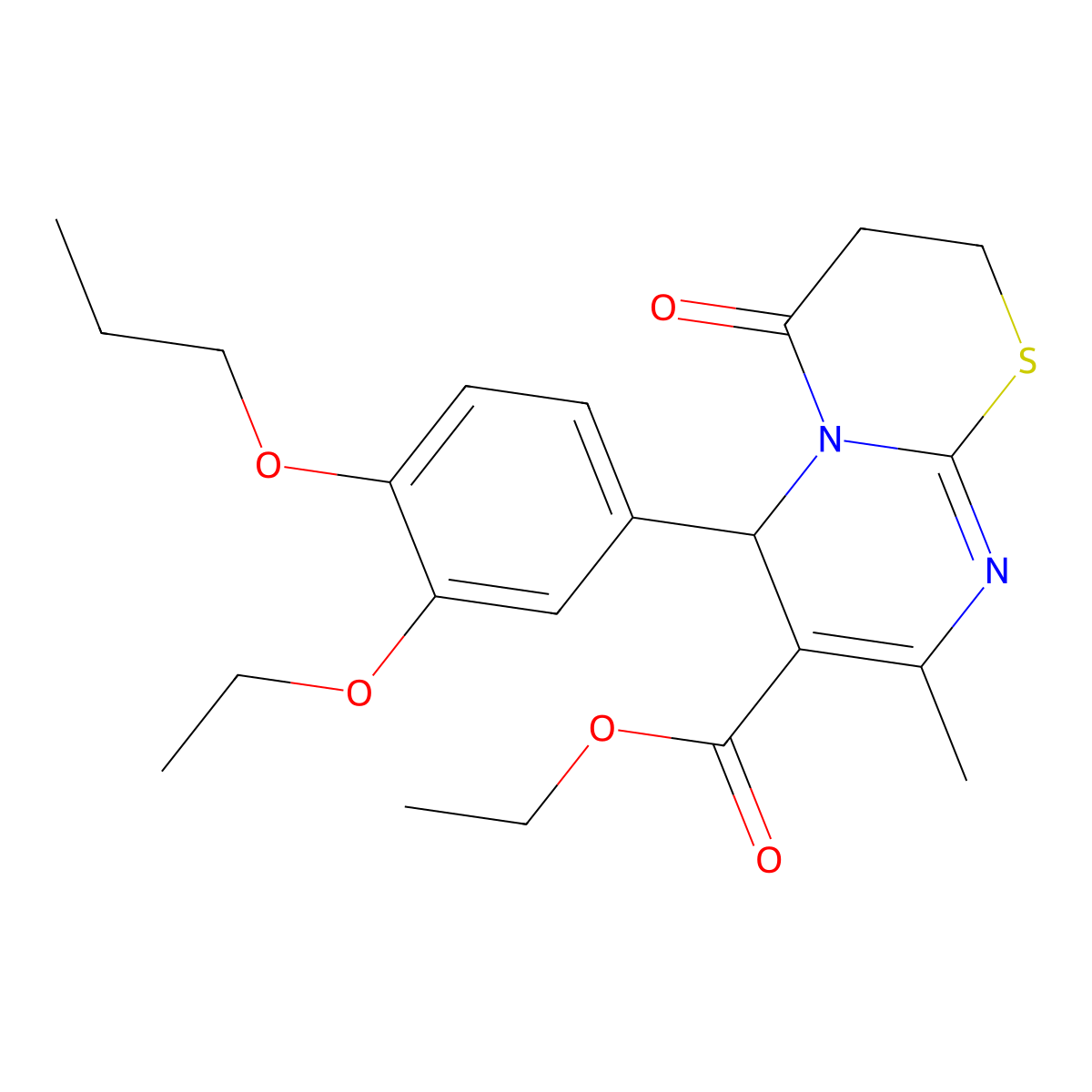 Ethyl 6-(3-ethoxy-4-propoxyphenyl)-8-methyl-4-oxo-3,4-dihydro-2H,6H-pyrimido[2,1-B][1,3]thiazine-7-carboxylate molecular structure, CAS 609795-22-4