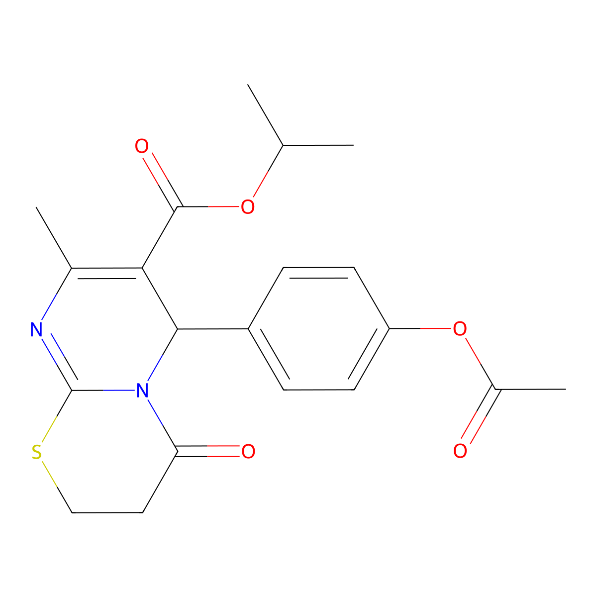 Isopropyl 6-(4-(acetyloxy)phenyl)-8-methyl-4-oxo-3,4-dihydro-2H,6H-pyrimido(2,1-B)(1,3)thiazine-7-carboxylate molecular structure, CAS 609795-27-9