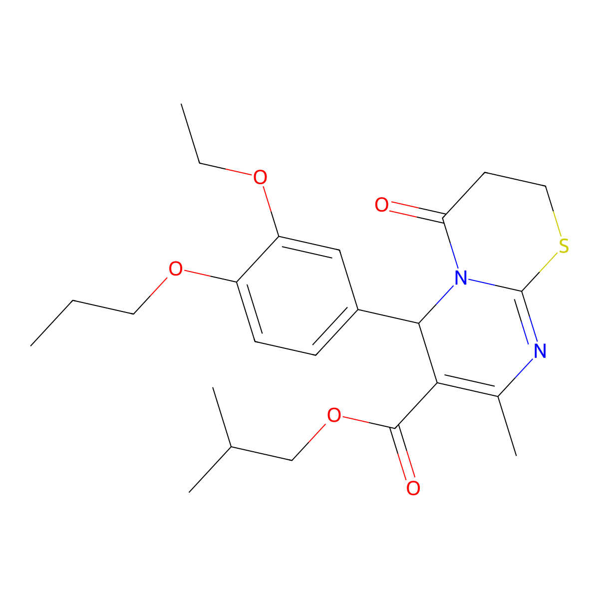 Isobutyl 6-(3-ethoxy-4-propoxyphenyl)-8-methyl-4-oxo-3,4-dihydro-2H,6H-pyrimido[2,1-B][1,3]thiazine-7-carboxylate molecular structure, CAS 609795-28-0