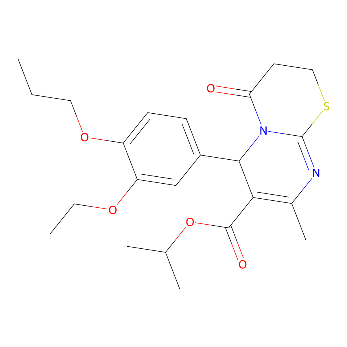 Isopropyl 6-(3-ethoxy-4-propoxyphenyl)-8-methyl-4-oxo-3,4-dihydro-2H,6H-pyrimido[2,1-B][1,3]thiazine-7-carboxylate molecular structure, CAS 609795-29-1