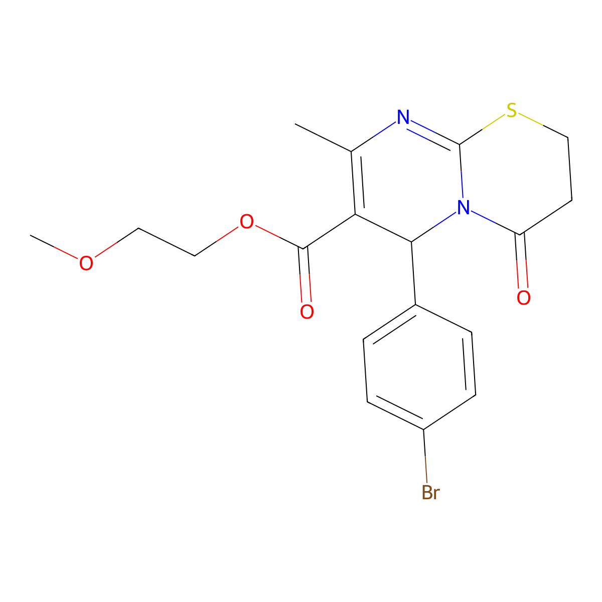 2-Methoxyethyl 6-(4-bromophenyl)-8-methyl-4-oxo-3,4-dihydro-2H,6H-pyrimido[2,1-B][1,3]thiazine-7-carboxylate molecular structure, CAS 609795-52-0
