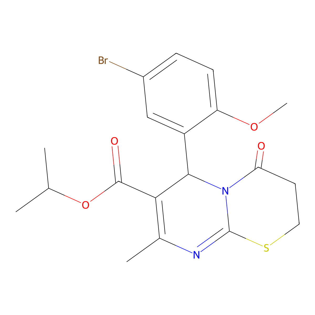 Isopropyl 6-(5-bromo-2-methoxyphenyl)-8-methyl-4-oxo-3,4-dihydro-2H,6H-pyrimido[2,1-B][1,3]thiazine-7-carboxylate molecular structure, CAS 609795-54-2