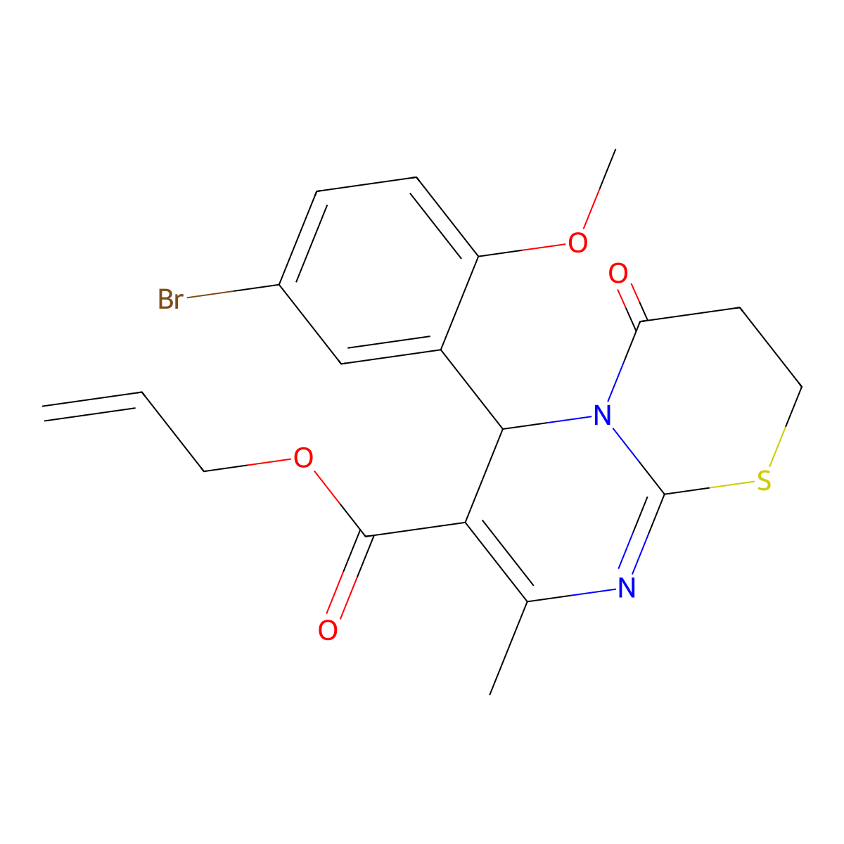 Allyl 6-(5-bromo-2-methoxyphenyl)-8-methyl-4-oxo-3,4-dihydro-2H,6H-pyrimido(2,1-B)(1,3)thiazine-7-carboxylate molecular structure, CAS 609795-59-7