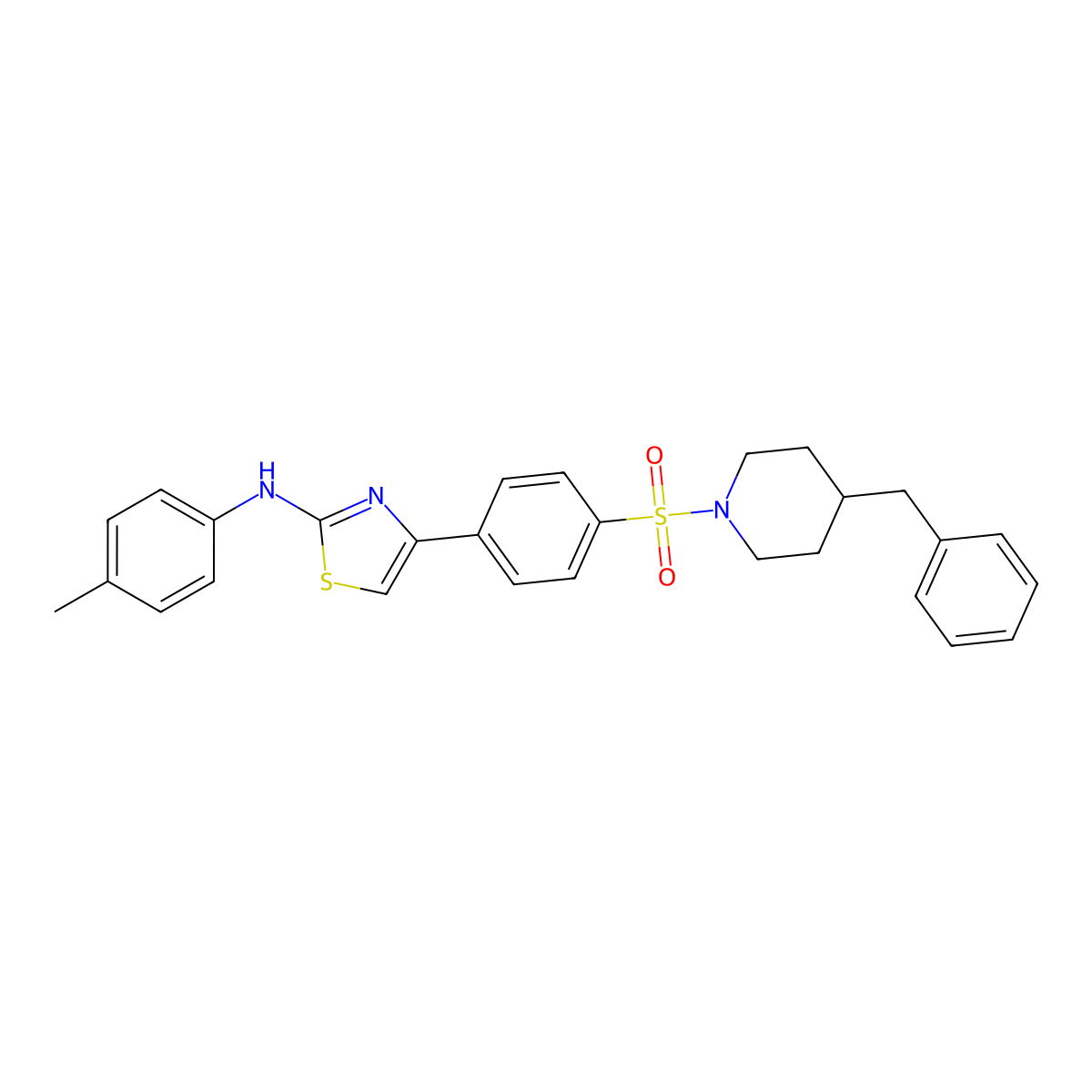 4-{4-[(4-benzylpiperidin-1-yl)sulfonyl]phenyl}-N-(4-methylphenyl)-1,3-thiazol-2-amine molecular structure, CAS 609795-66-6
