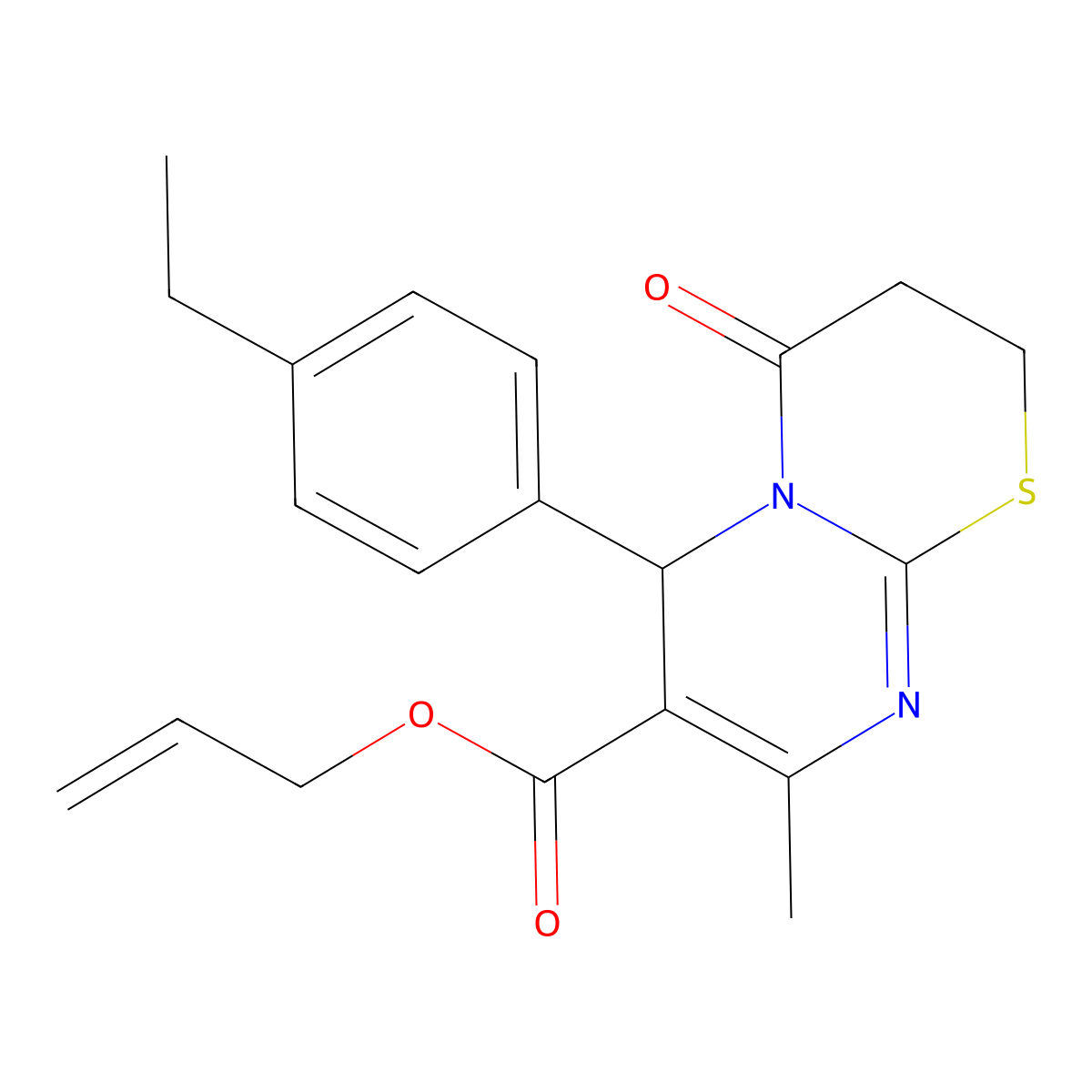 Allyl 6-(4-ethylphenyl)-8-methyl-4-oxo-3,4-dihydro-2H,6H-pyrimido(2,1-B)(1,3)thiazine-7-carboxylate molecular structure, CAS 609795-79-1