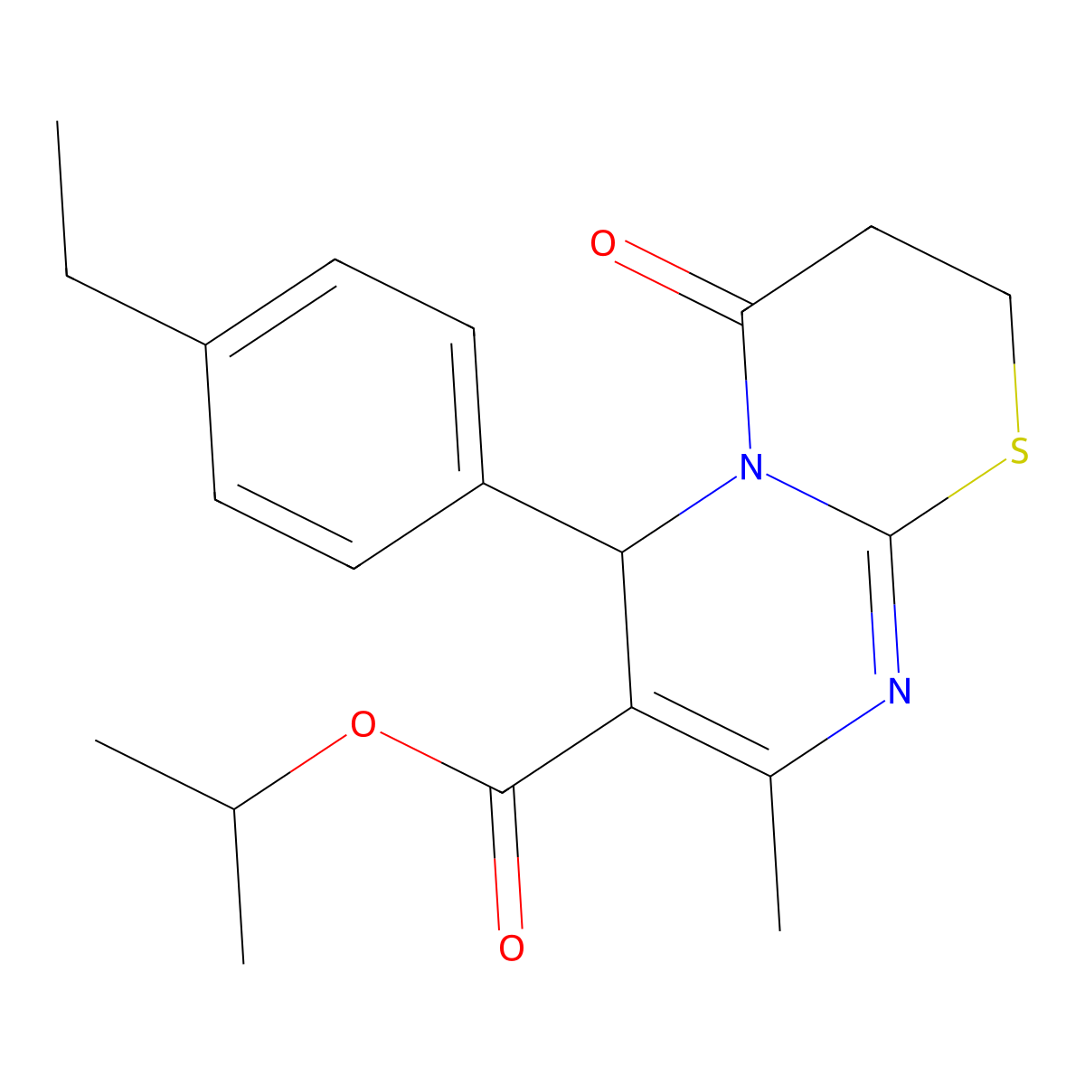 Isopropyl 6-(4-ethylphenyl)-8-methyl-4-oxo-3,4-dihydro-2H,6H-pyrimido[2,1-B][1,3]thiazine-7-carboxylate molecular structure, CAS 609795-80-4