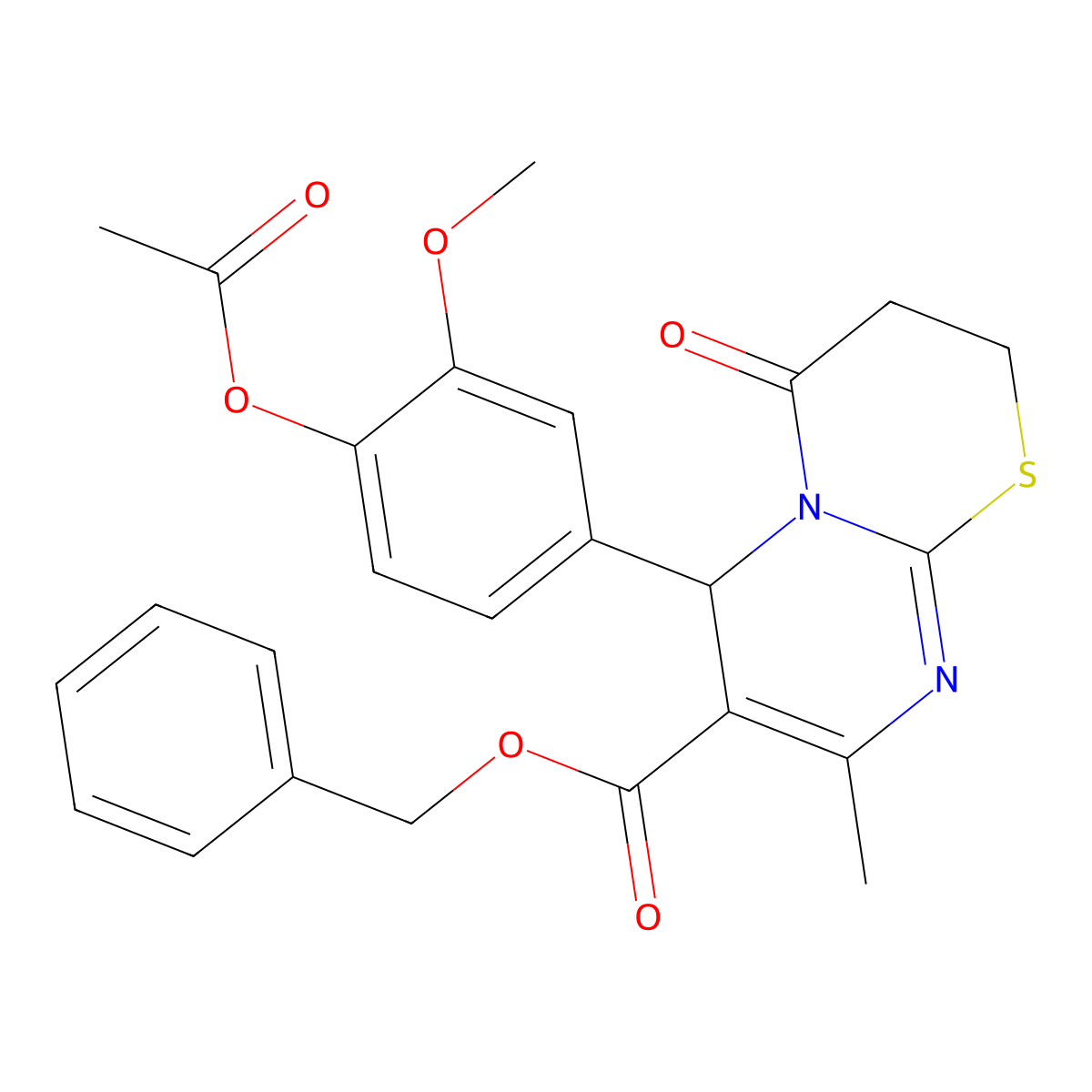 Benzyl 6-[4-(acetyloxy)-3-methoxyphenyl]-8-methyl-4-oxo-3,4-dihydro-2H,6H-pyrimido[2,1-B][1,3]thiazine-7-carboxylate molecular structure, CAS 609795-84-8
