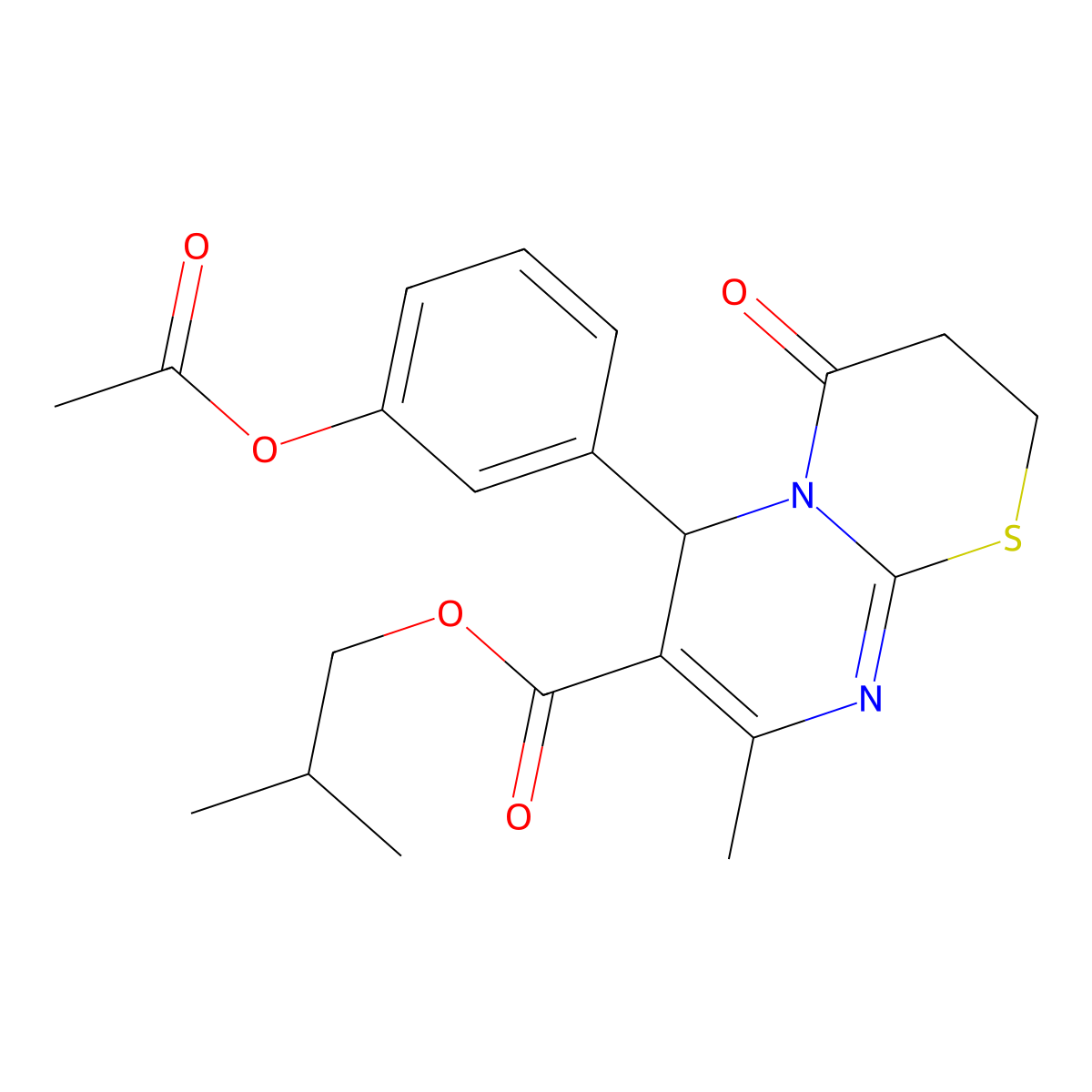 Isobutyl 6-(3-(acetyloxy)phenyl)-8-methyl-4-oxo-3,4-dihydro-2H,6H-pyrimido(2,1-B)(1,3)thiazine-7-carboxylate molecular structure, CAS 609795-85-9