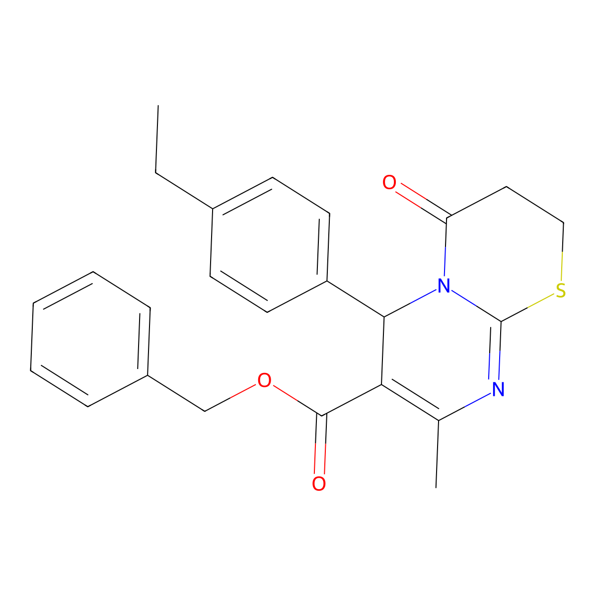 Benzyl 6-(4-ethylphenyl)-8-methyl-4-oxo-3,4-dihydro-2H,6H-pyrimido[2,1-B][1,3]thiazine-7-carboxylate molecular structure, CAS 609795-87-1