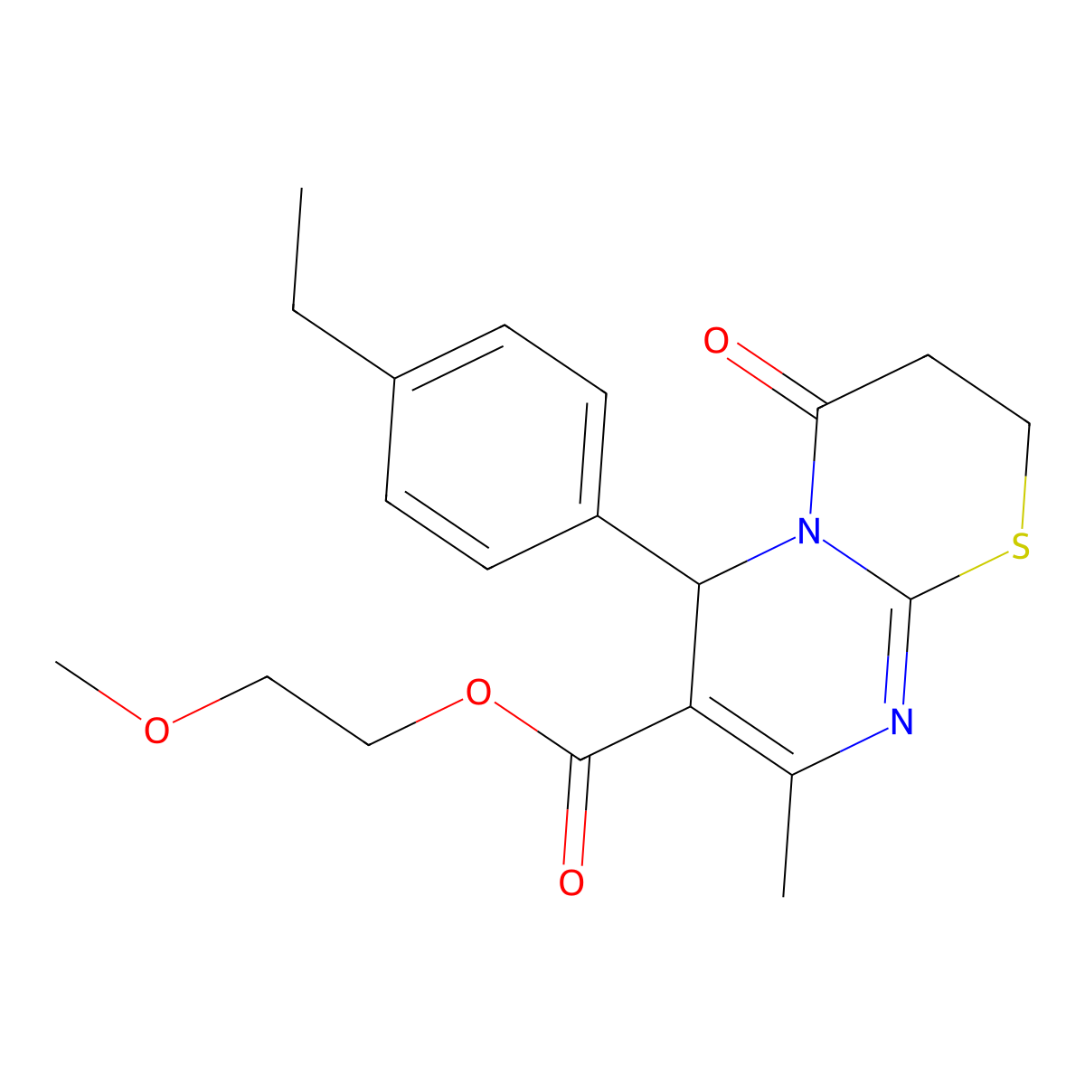 2-Methoxyethyl 6-(4-ethylphenyl)-8-methyl-4-oxo-3,4-dihydro-2H,6H-pyrimido(2,1-B)(1,3)thiazine-7-carboxylate molecular structure, CAS 609795-88-2