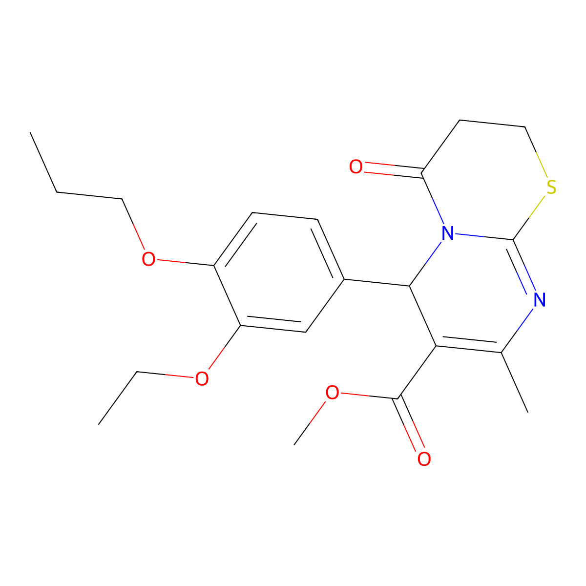 Methyl 6-(3-ethoxy-4-propoxyphenyl)-8-methyl-4-oxo-3,4-dihydro-2H,6H-pyrimido(2,1-B)(1,3)thiazine-7-carboxylate molecular structure, CAS 609795-92-8