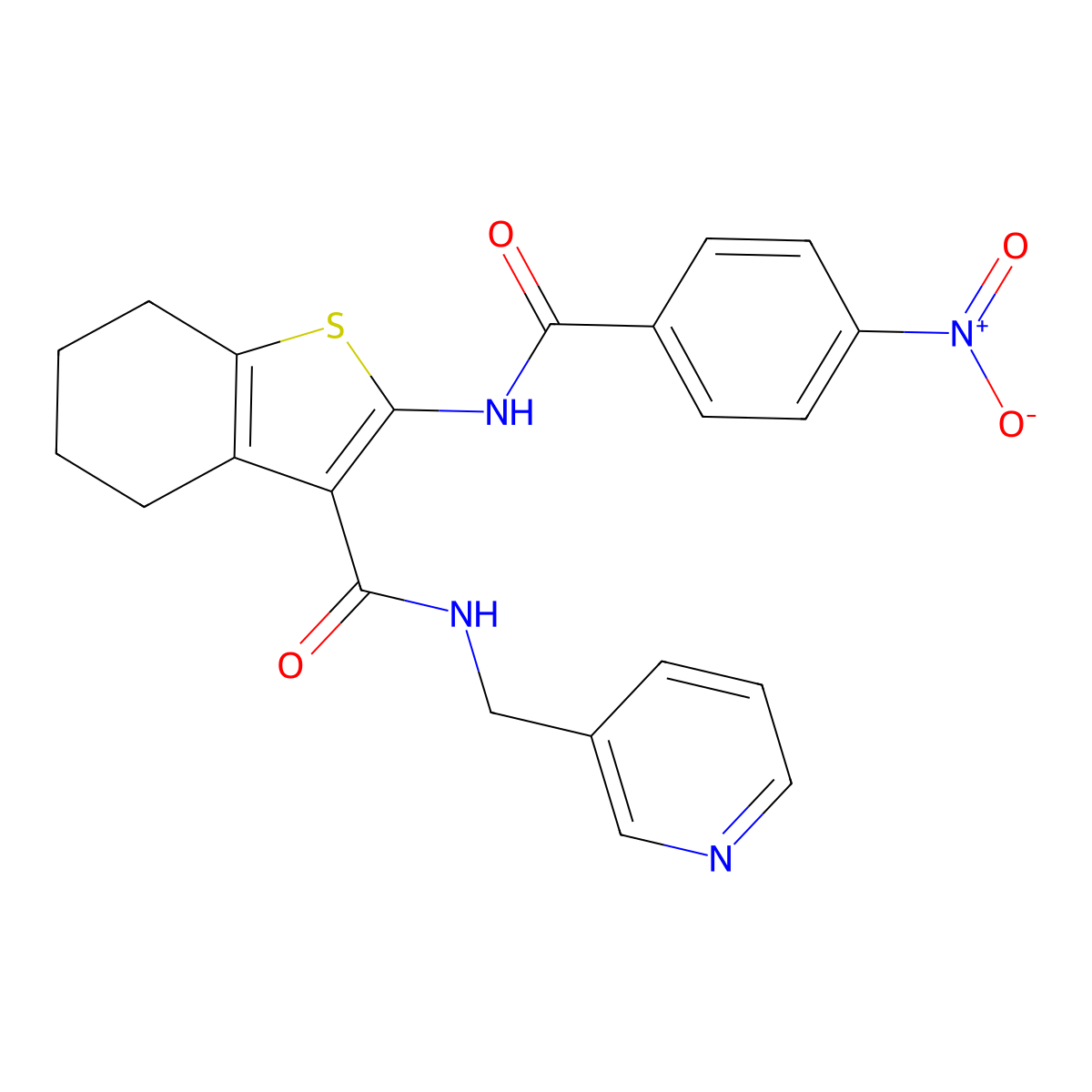 2-((4-Nitrobenzoyl)amino)-N-(3-pyridinylmethyl)-4,5,6,7-tetrahydro-1-benzothiophene-3-carboxamide molecular structure, CAS 609796-11-4