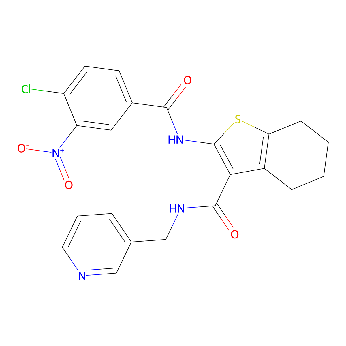 2-((4-Chloro-3-nitrobenzoyl)amino)-N-(3-pyridinylmethyl)-4,5,6,7-tetrahydro-1-benzothiophene-3-carboxamide molecular structure, CAS 609796-13-6