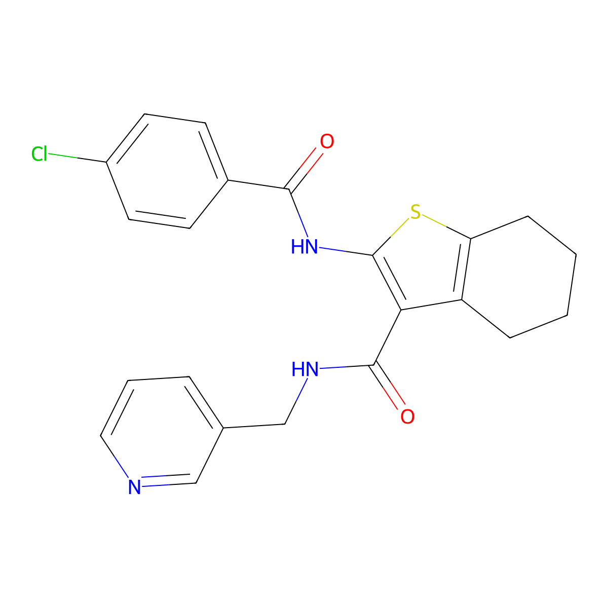 2-[(4-Chlorobenzoyl)amino]-N-(3-pyridinylmethyl)-4,5,6,7-tetrahydro-1-benzothiophene-3-carboxamide molecular structure, CAS 609796-21-6