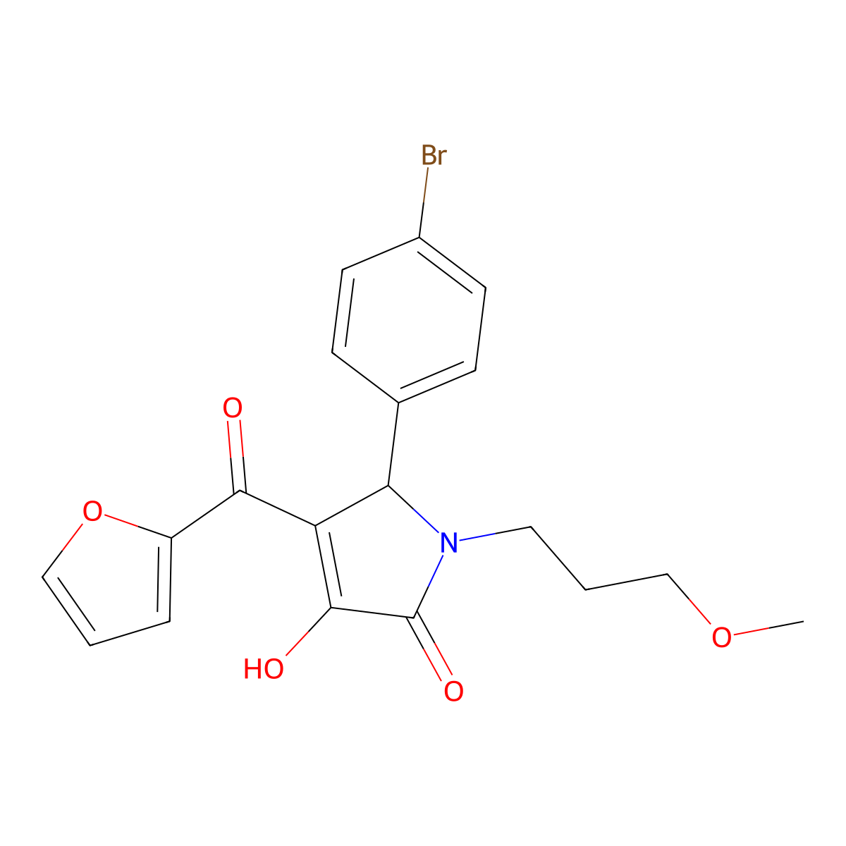 5-(4-BR-PH)-4-(2-Furoyl)-3-HO-1-(3-methoxypropyl)-1,5-dihydro-2H-pyrrol-2-one molecular structure, CAS 609796-97-6