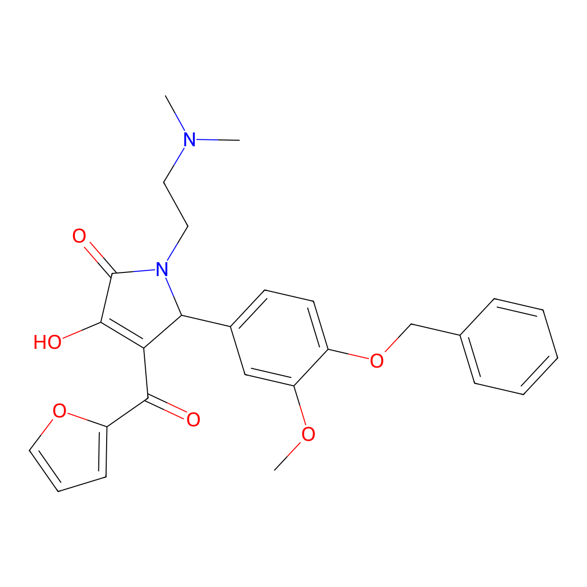 5-(4-(Benzyloxy)-3-methoxyphenyl)-1-(2-(dimethylamino)ethyl)-4-(furan-2-carbonyl)-3-hydroxy-1H-pyrrol-2(5H)-one molecular structure, CAS 609797-01-5