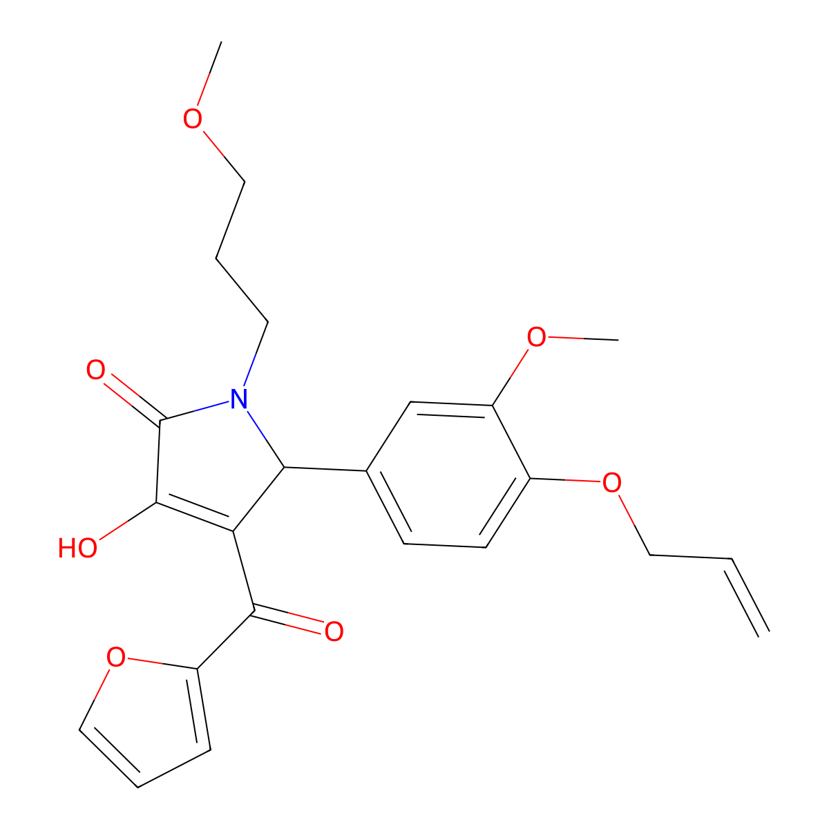 5-[4-(allyloxy)-3-methoxyphenyl]-4-(2-furoyl)-3-hydroxy-1-(3-methoxypropyl)-1,5-dihydro-2H-pyrrol-2-one molecular structure, CAS 609797-04-8