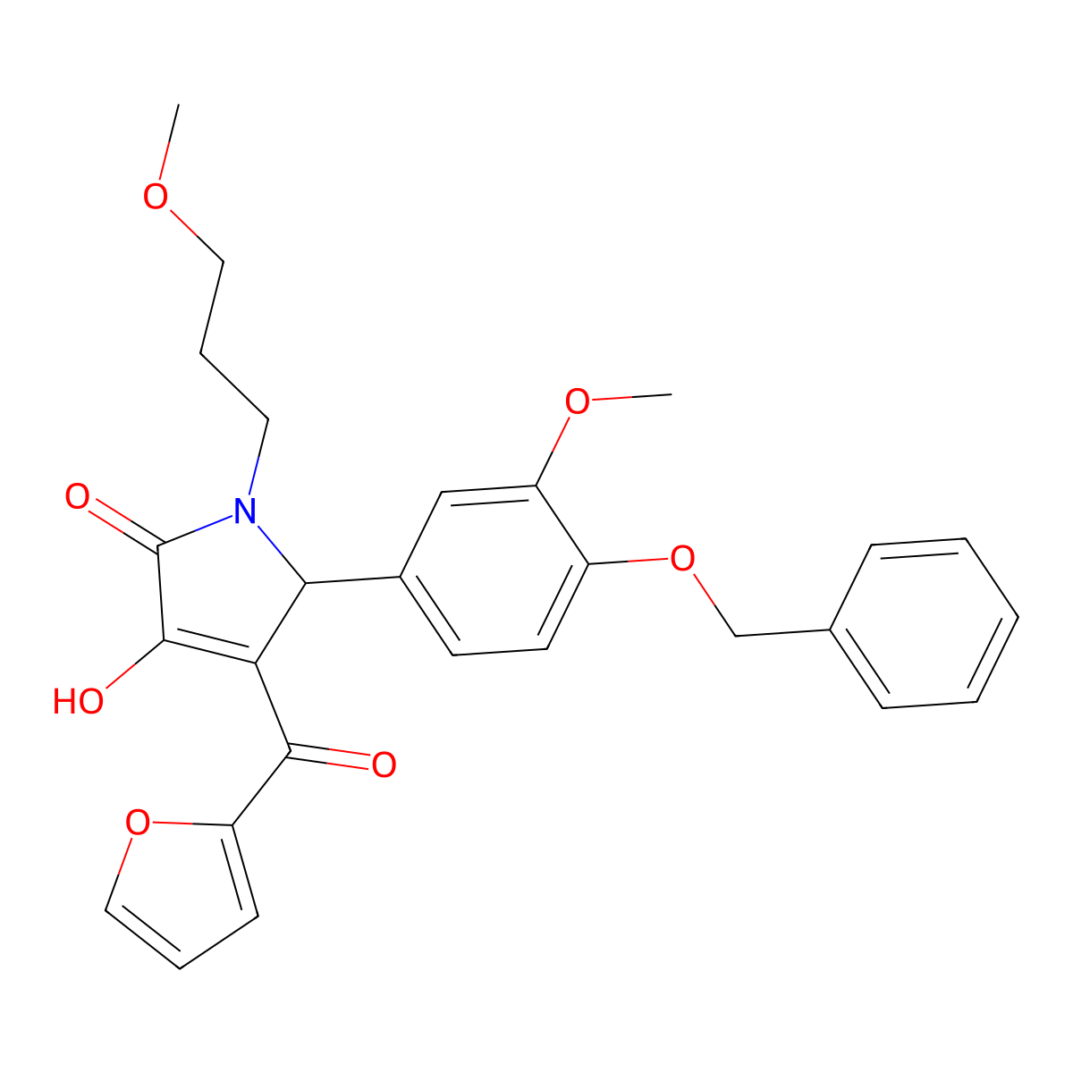 5-[4-(Benzyloxy)-3-methoxyphenyl]-4-(2-furoyl)-3-hydroxy-1-(3-methoxypropyl)-1,5-dihydro-2H-pyrrol-2-one molecular structure, CAS 609797-06-0