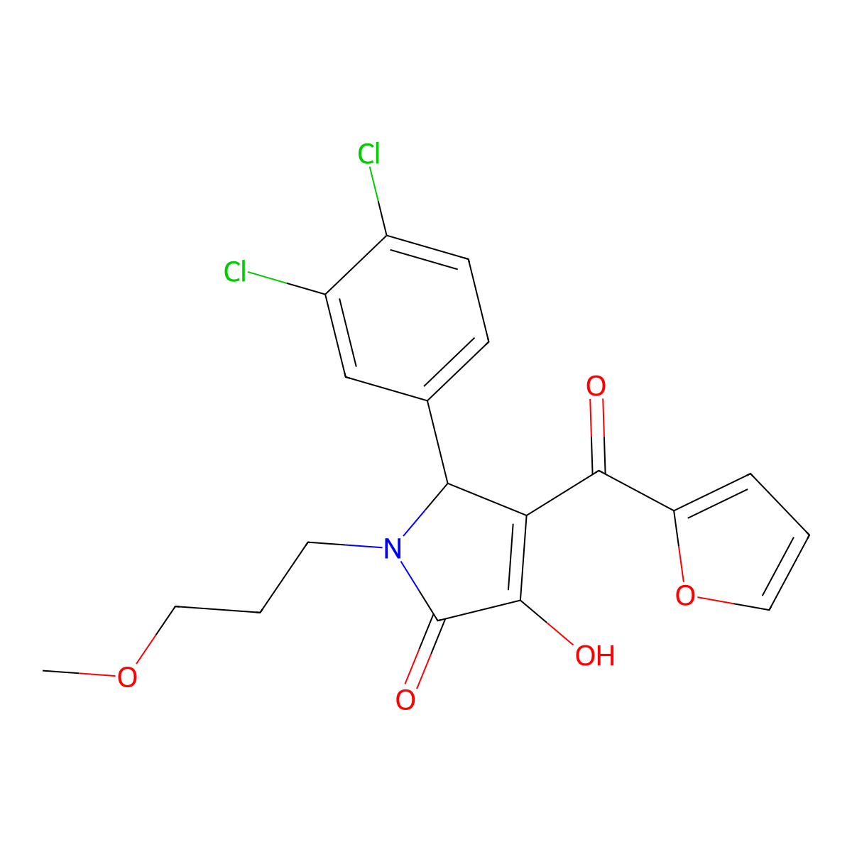 5-(3,4-dichlorophenyl)-4-(2-furoyl)-3-hydroxy-1-(3-methoxypropyl)-1,5-dihydro-2H-pyrrol-2-one molecular structure, CAS 609797-08-2