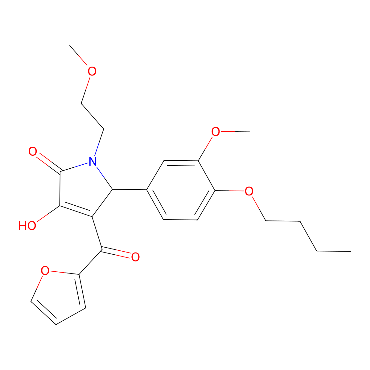 5-(4-Butoxy-3-methoxyphenyl)-4-(furan-2-carbonyl)-3-hydroxy-1-(2-methoxyethyl)-1H-pyrrol-2(5H)-one molecular structure, CAS 609797-15-1
