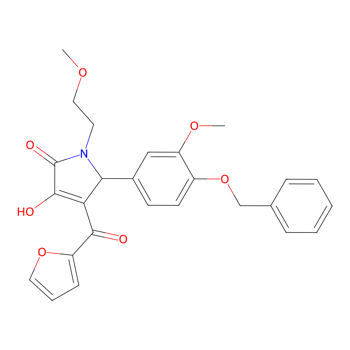 5-(4-(Benzyloxy)-3-methoxyphenyl)-4-(furan-2-carbonyl)-3-hydroxy-1-(2-methoxyethyl)-1H-pyrrol-2(5H)-one molecular structure, CAS 609797-16-2
