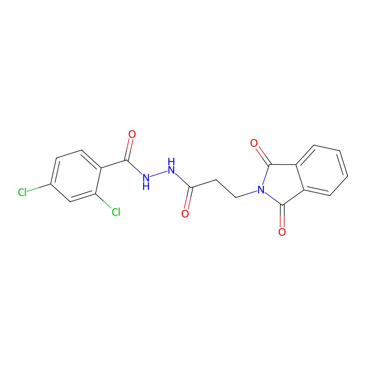 2,4-dichloro-N'-(3-(1,3-dioxoisoindolin-2-yl)propanoyl)benzohydrazide molecular structure, CAS 609797-20-8