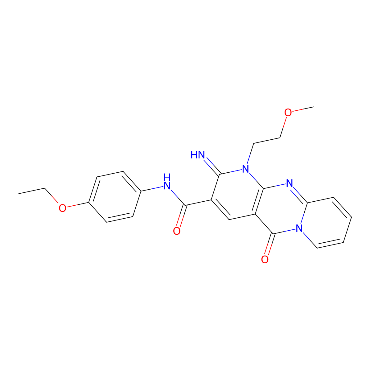 N-(4-Ethoxyphenyl)-2-imino-1-(2-methoxyethyl)-5-oxo-1,5-dihydro-2H-dipyrido[1,2-A:2,3-D]pyrimidine-3-carboxamide molecular structure, CAS 609797-34-4