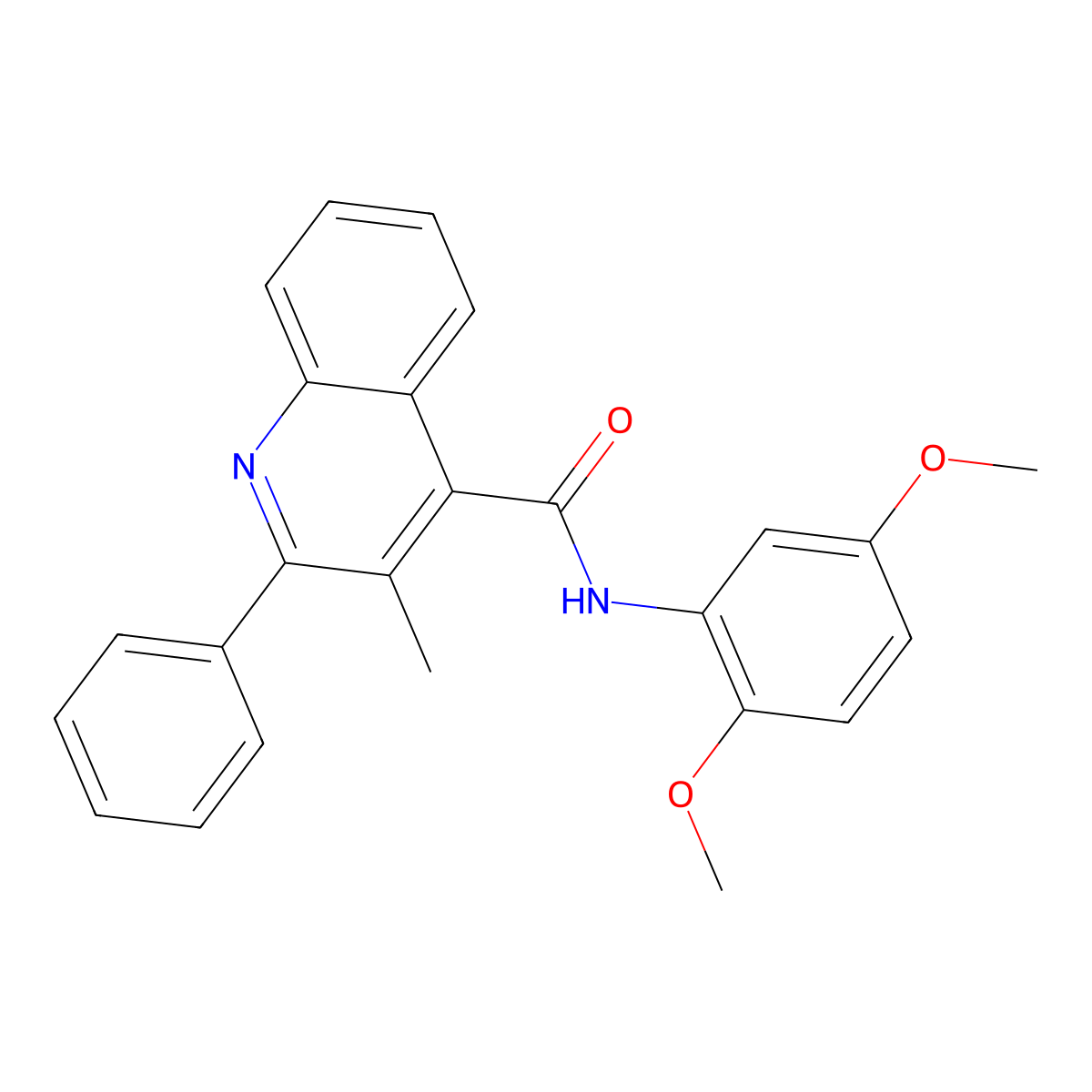 N-(2,5-dimethoxyphenyl)-3-methyl-2-phenylquinoline-4-carboxamide molecular structure, CAS 6098-07-3
